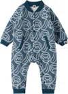 Bape Baby Navy Banana Milo Knit Romper In Gray