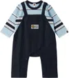 Bape Baby Navy Layered Overall Romper In Nvy-navy
