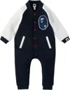 Bape Baby Navy Varsity Jumpsuit In Nvy-navy