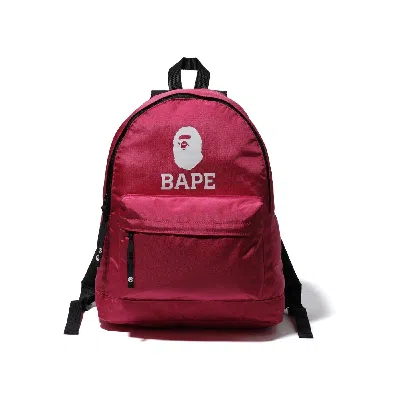 Pre-owned Bape Backpack Logo Pink Book Bag A Bathing Ape New