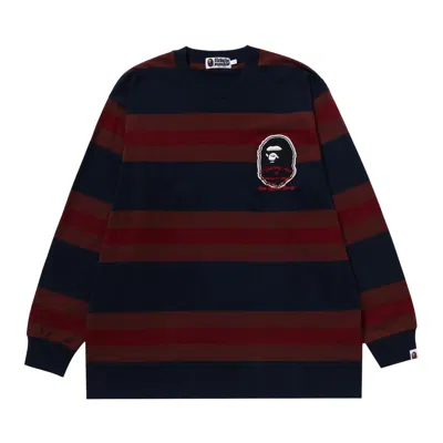 Pre-owned Bape Badge Hoop Long-sleeve Tee 'navy' In Blue