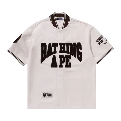 Pre-owned Bape Baseball Jersey Short-sleeve Shirt 'ivory' In White