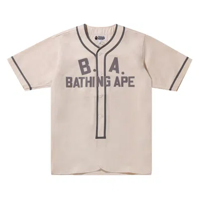 Pre-owned Bape Baseball Shirt 'white/ivory'