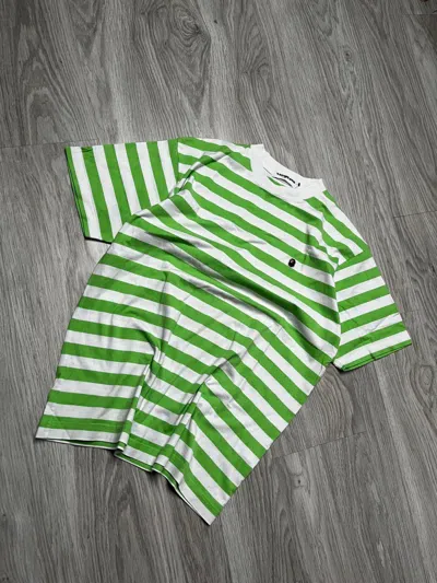 Pre-owned Bape Basic Green-white Stripped T-shirt Basic In Green White