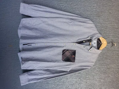 Pre-owned Bape Basic Logo Plaid Pocket Button Up In Grey