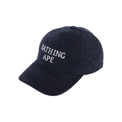 Pre-owned Bape Bathing Ape Corduroy Cap 'navy' In Blue