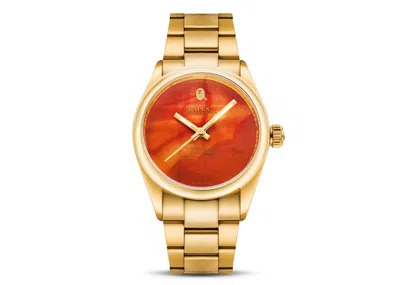 Pre-owned Bape Bathing Ape Type 7 X Watch In Gold/orange