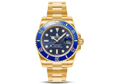 Pre-owned Bape Bathing Ape Type 8 X Watch In Gold/blue
