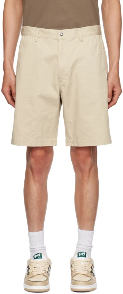 Bape Beige Ape Head One Point Shorts