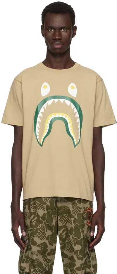 Bape Beige Colors Shark Ponr T-shirt