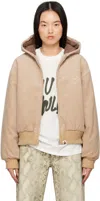 Bape Beige Corduroy Padded Hoodie Jacket In Beige