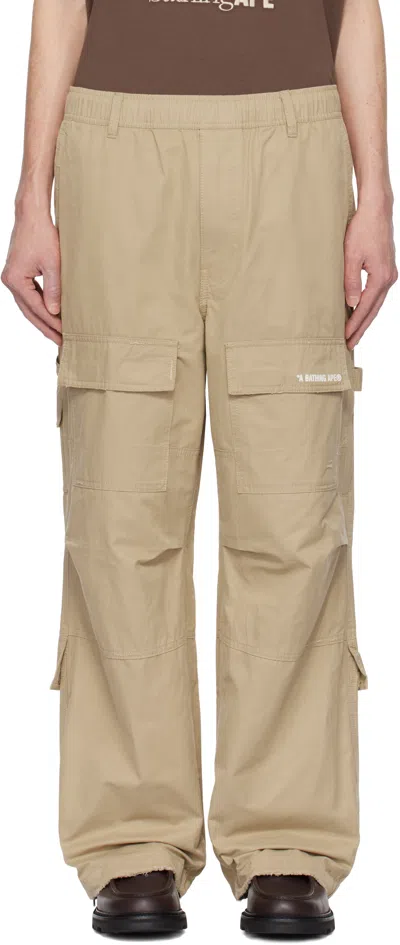 Bape Beige Used Relaxed Fit Cargo Pants