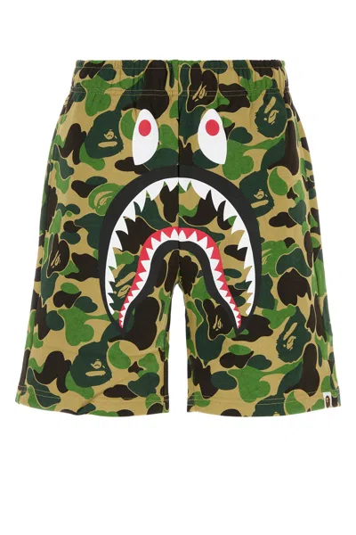 Bape Printed Cotton Abc Camo Shark Bermuda Shorts In Multi