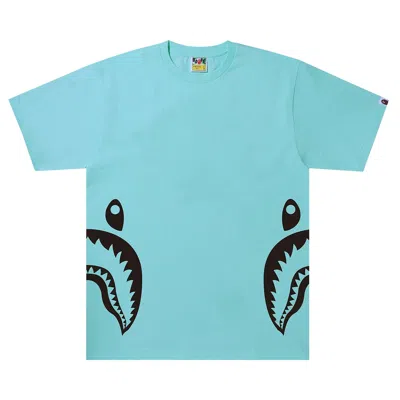 Pre-owned Bape Bicolor Side Shark Tee 'sax' | Blue | Men's Size M