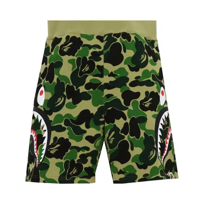 Pre-owned Bape Big Abc Camo Side Shark Sweat Shorts 'green'