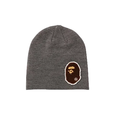 Pre-owned Bape Big Ape Head Knit Beanie 'grey'