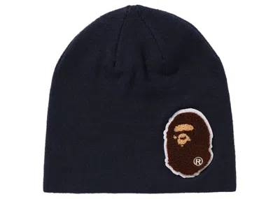 Pre-owned Bape Big Ape Head Knit Cap (fw21) In Navy Blue