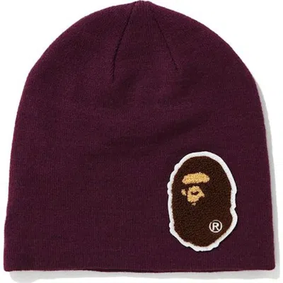 Pre-owned Bape Big Ape Head Knit Cap In Purple