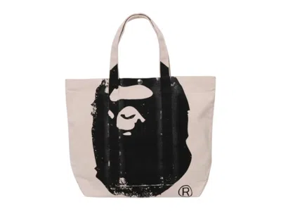 Pre-owned Bape Big Ape Head Tote Bag In Natural In Brown