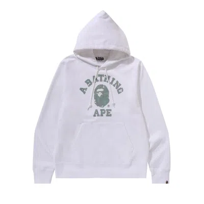 Pre-owned Bape Bitmap College Pullover Hoodie 'white' | Men's Size Xl