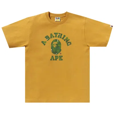 Pre-owned Bape Bitmap College Tee 'yellow'
