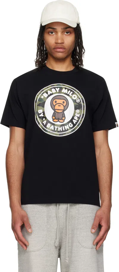 Bape Black 1st Camo Milo Busy Works T-shirt In Bk0