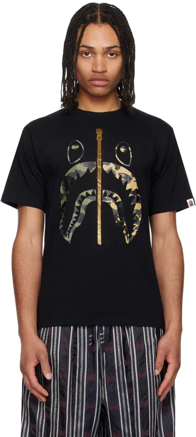 Bape Black 1st Camo Separate Shark T-shirt In Blk-black
