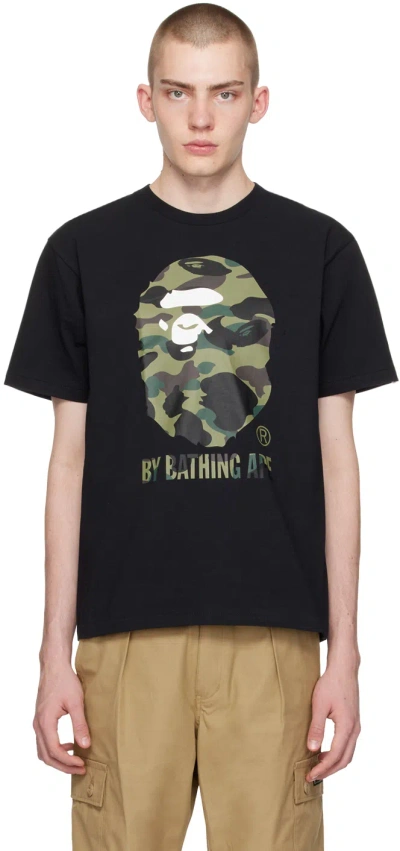 Bape Black 1st Camo T-shirt In Black X Green