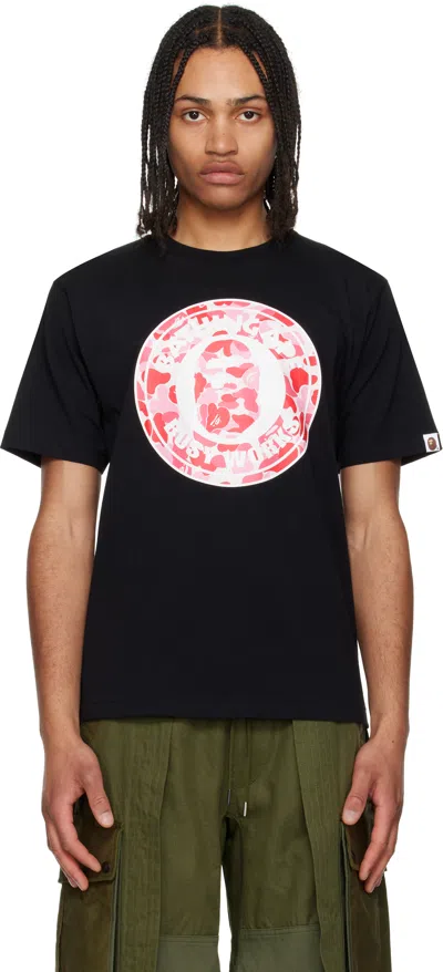 Bape Black Abc Camo Busy Works T-shirt In Bkg-black X Pink