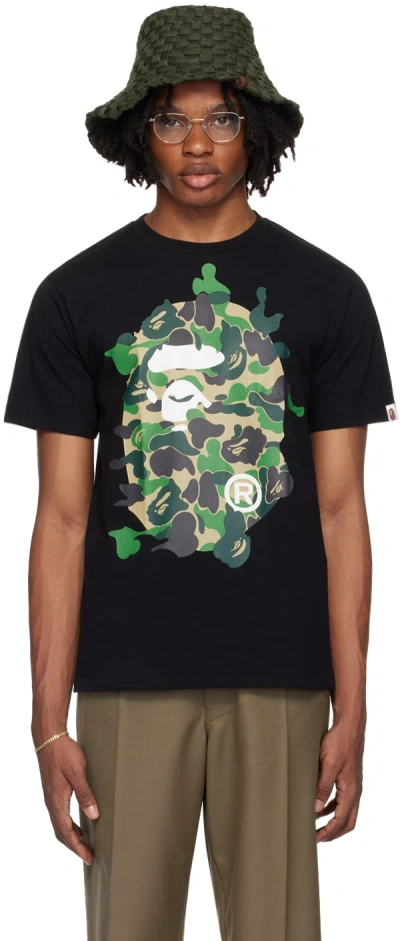 Bape Black Abc Camo T-shirt In Black X Green