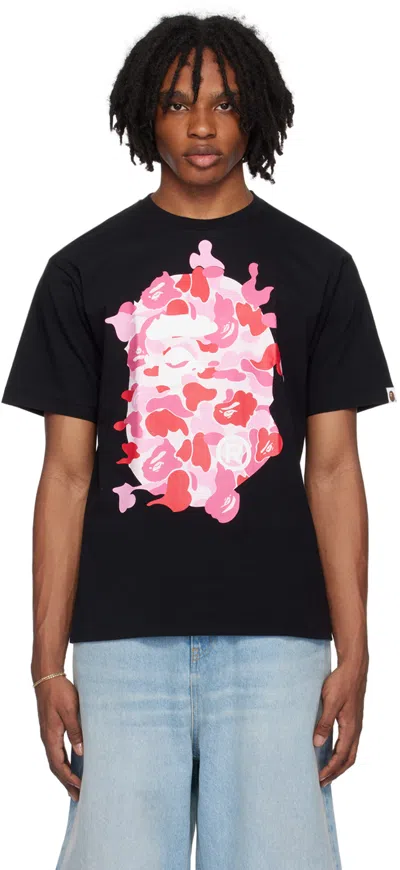 Bape Black Abc Camo T-shirt In Black X Pink