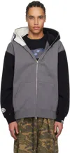 Bape Black & Gray Shark Full Zip #1 Hoodie In Blk-black