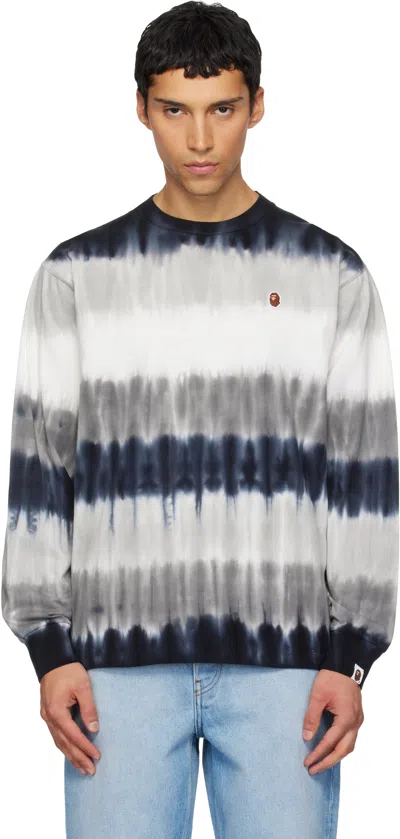 Bape Black & White Drip Stripe Ls T-shirt