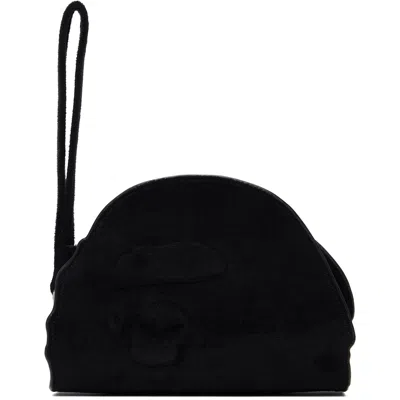 Bape Black Ape Head Suede Pouch In Black 106901980