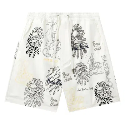 Pre-owned Bape Black  Graphic Stitch Shorts 'white'