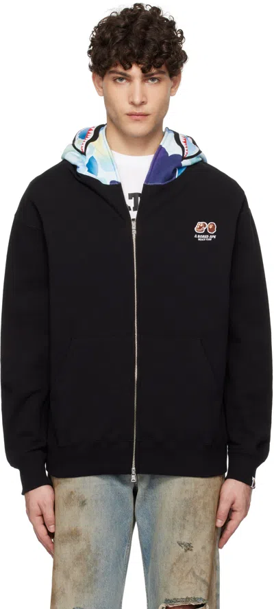 Bape Black Bayc Edition Shark Full Zip Hoodie In Blk-black