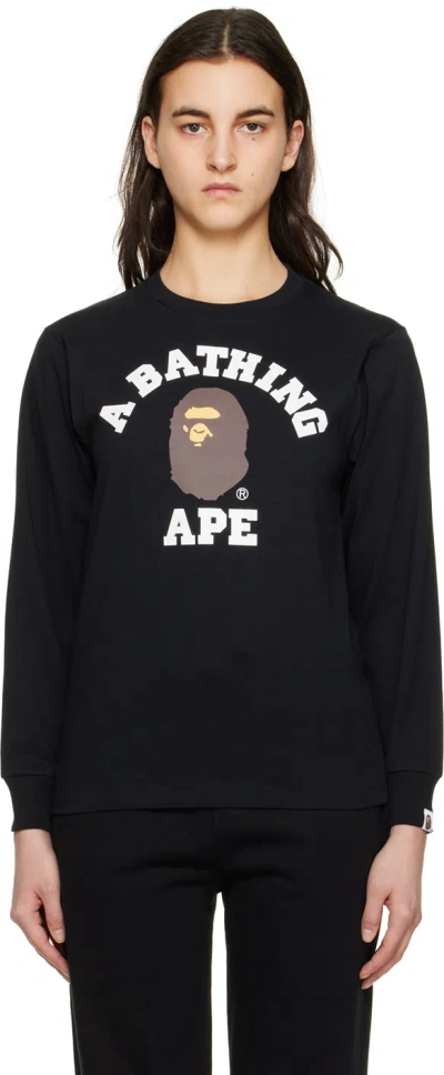 Bape Black College Long Sleeve T-shirt