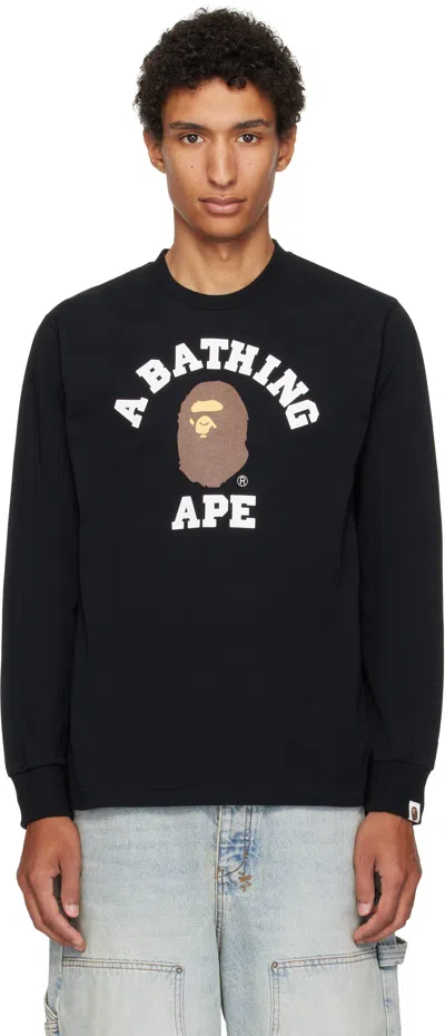 Bape Black College Ls T-shirt