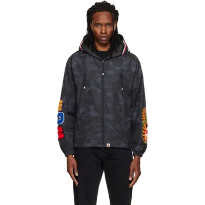 Bape Black Color Camo Reflective Ripstop Shark Full Zip Jacket In Black 106901773