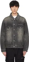 Bape Black Distressed 13 oz Trucker Denim Jacket In Black