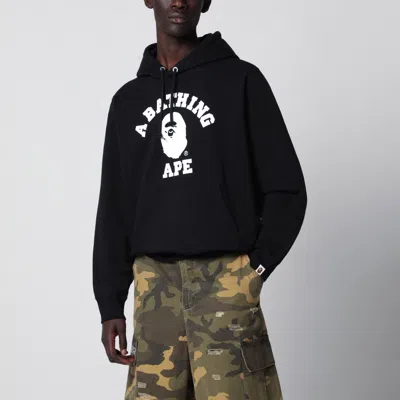 Bape Hooded Sweater Drawstring Kangaroo Pocket In Black