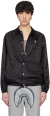 Bape Black Lux Sport Pattern Jacquard Coach Jacket In Black