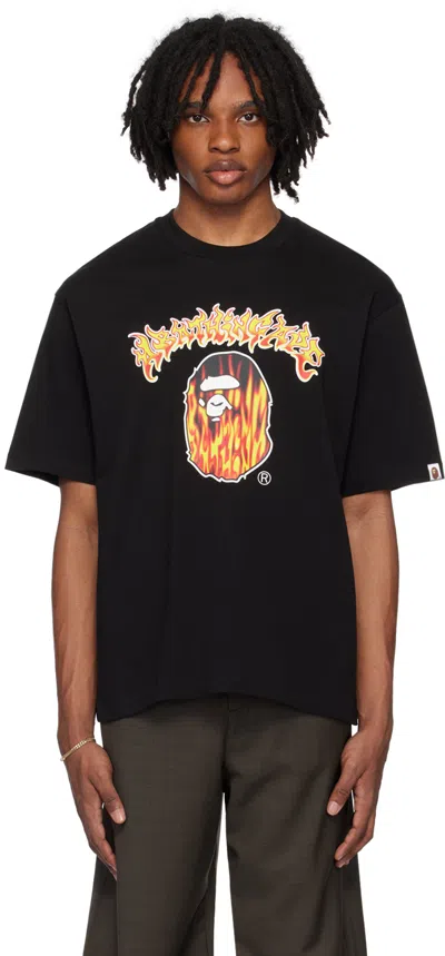 Bape Black Mad Flame Ape Head T-shirt