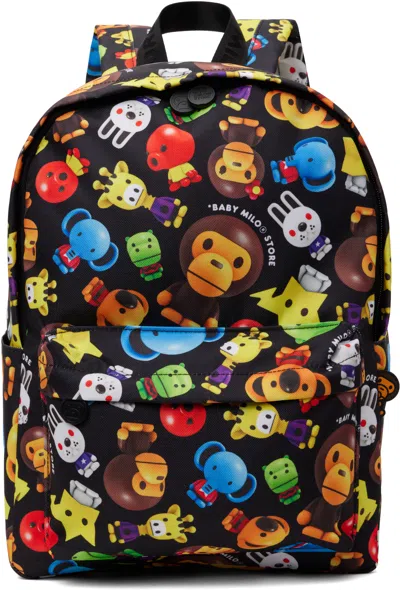Bape Black Milo 3d All Print Pattern Medium Backpack In Mlb