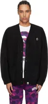 Bape Black One Point Hairly Yarn Cardigan In Black