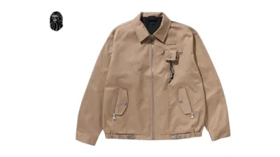 Pre-owned Bape Black Ornament Airpod Harrington Jacket In Beige