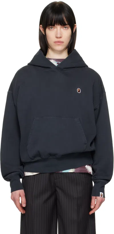 Bape Black Pigment Dyed One Point Oversized Hoodie