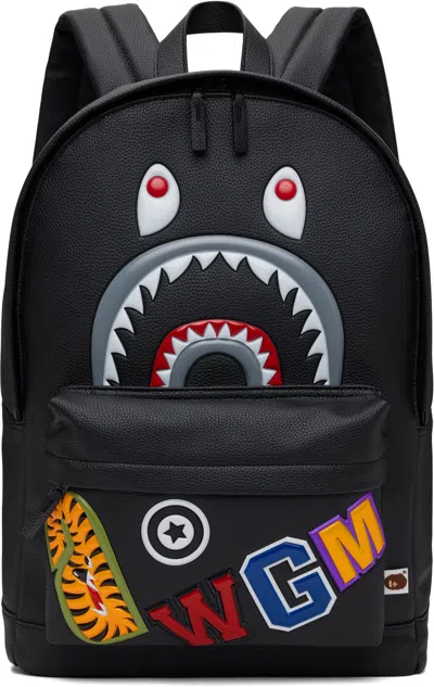 Bape Black Shark Daypack Backpack In Blk-black