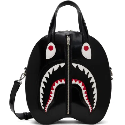 Bape Black Shark Leather Shoulder Bag In Black 106901970