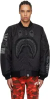 Bape Black Shark Ma-1 Bomber Jacket In Black